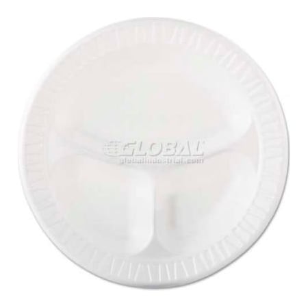 DART Dart® 10CPWQR, 3-Comp Laminated Foam Plates, 10 1/4" Dia., White, 500/Carton 10CPWQR